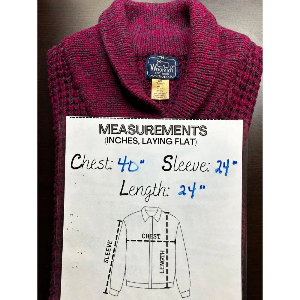 Woolrich Woman Sweater Womens Medium Shawl Collar‎ Purple Wool Blend Vintage 90s